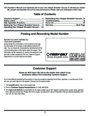 MTD Troy-Bilt 070 Series Vacuum Chipper Shredder Hose Lawn Mower Owners Manual page 2