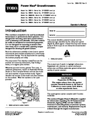 Toro Power Max 726OE 38614 38624 W 38634 38644 38654 Snow Blower Owners Manual 2011 page 1
