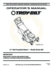 MTD Troy-Bilt 900 Series 21 Inch Self Propelled Lawn Mower Owners Manual page 1