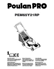 Poulan Pro PEM65Y21RP Lawn Mower Owners Manual page 1