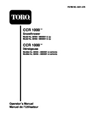 Toro 38405 Toro CCR 1000 Snowthrower Manuel des Propriétaires, 2000 page 1