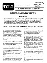 Toro 51576 Super Blower Vac Owners Manual, 1994 page 1