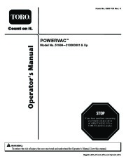 Toro 51984 Powervac Gas-Powered Blower Owners Manual, 2010 page 1