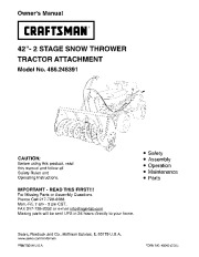 Craftsman 486.248391 Craftsman 42-inch 2 stage Snow Thrower Tractor Attachment Owners Manual page 1