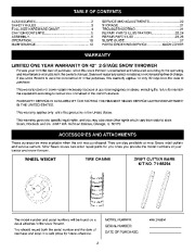 Craftsman 486.248391 Craftsman 42-inch 2 stage Snow Thrower Tractor Attachment Owners Manual page 2