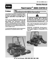 Toro 01084SL Rev F Service Manual Reelmaster 6500 D 6700 D Preface NOTE For Machines With Serial page 1