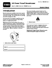 Toro 522 Power Throw 38605 Snow Blower Owners Manual 2009 page 1