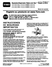 Toro 51609 Ultra Blower/Vacuum Manual del Propietario, 2012, 2013, 2014 page 1