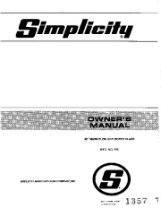 Simplicity 795 Snow Blower Owners Manual page 1