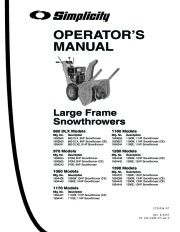 Simplicity 860 970 1060 1170 1180 1280 1390 DLX M E Snow Blower Owners Manual page 3