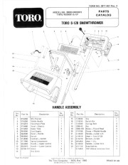Toro 38000 S-120 Snowthrower Parts Catalog, 1980,1981 page 1