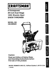 Craftsman 536.886260 Craftsman 26-Inch Snow Thrower Owners Manual page 1