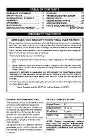 Craftsman 536.885202 Craftsman 21-Inch Snow Thrower Owners Manual page 2