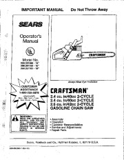 Craftsman 358.351080 358.351160 358.351180 Chainsaw Parts List page 1