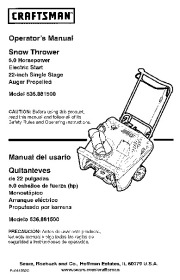Craftsman 536.881500 Craftsman 22-Inch Snow Thrower Owners Manual page 1