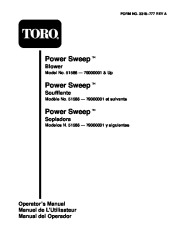 Toro 51586 Power Sweep Blower Manual, 1998-1999 page 1