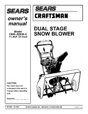 Craftsman C950-52930-0 Craftsman 31-Inch Dual Stage Snow Thrower Owners Manual page 1