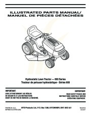 MTD 600 Hydrostatic Lawn Tractor Mower Parts List page 1