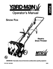 MTD Yard Man 769-02494 Electric Snow Blower Owners Manual page 1