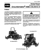 Toro 10176SL Service Manual Models 30448 30446 Groundsmaster 4000 4010 D D Preface page 1