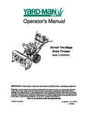 MTD Yard Man 31AE993I401 Snow Blower Owners Manual page 1