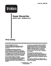 Toro 51587 Super Blower Vac Parts Catalog, 2000, 2001 page 1