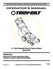 MTD Troy-Bilt 563 21 Inch Self Propelled Electric Rotary Lawn Mower Owners Manual page 1