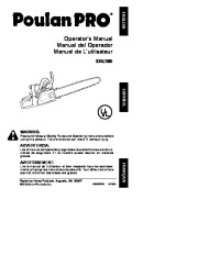 Poulan Pro 330 380 Chainsaw Owners Manual page 1