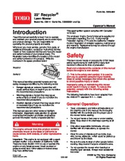 Toro 20014 22-Inch Recycler Lawn Mower Owners Manual, 2003 page 1