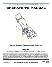 MTD 020 Series Chipper Shredder Vacuum Owners Manual page 1