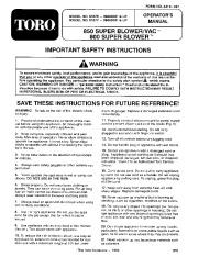 Toro 51577 850 Super Blower/Vac Owners Manual, 1993 page 1