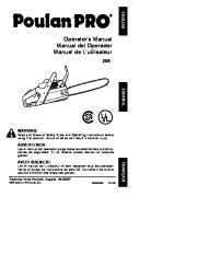 Poulan Pro 295 Chainsaw Owners Manual page 1