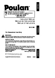 Poulan BH 2160 Chainsaw Owners Manual page 1