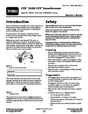 Toro 38535 Toro CCR 2450 GTS Snowthrower Owners Manual, 2007 page 1