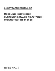 Weed Eater 96041012002 Lawn Tractor Parts List page 1
