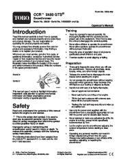 Toro CCR 2450 GTS 38536 Snow Blower Owners and Service Manual 2004 page 1