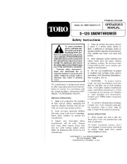 Toro 38000 S-120 Snowthrower Owners Manual, 1989,1990,1991 page 1