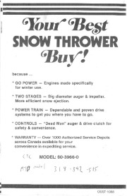 Craftsman 60-3966-0 Craftsman Snow Thrower Owners Manual page 1
