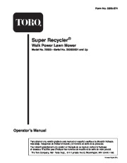 Toro 20033 Super Recycler Mower Owners Manual, 2004 page 1