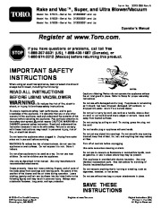 Toro 51602 Super Blower/Vacuum Owners Manual, 2012 page 1