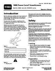 Toro 38026 1800 Power Curve Snowthrower Owners Manual, 2009 page 1