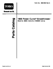 Toro 38025 1800 Power Curve Snowthrower Parts Catalog, 2010, 2011 page 1