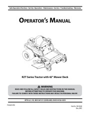 MTD Troy-Bilt RZT Series 42 Inch Tractor Mower Deck Lawn Mower Owners Manual page 1