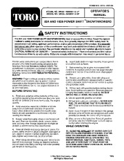 Toro 38543, 38555 Toro 824 Power Shift Snowthrower Owners Manual, 1995 page 1
