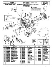 Poulan S1970 Chainsaw Parts List page 1