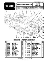 Toro 38025 1800 Power Curve Snowthrower Parts Catalog, 2003, 2004, 2005, 2006, 2007, 2008, 2009 page 1