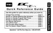 Toro Quick Reference Guide Change Time Day Sprinkler Irrigation Owners Manual page 1