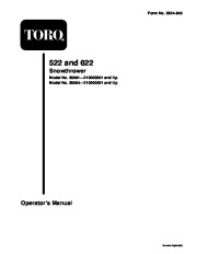 Toro 38051 522 Snowblower Manual, 2001 page 1