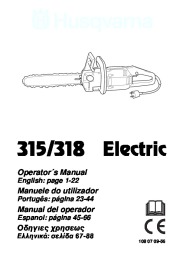 Husqvarna 315 318 Electric Chainsaw Owners Manual, 2002,2003,2004,2005 page 1