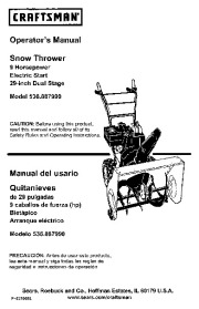 Craftsman 536.887990 29-Inch Snow Blower Owners Manual page 1